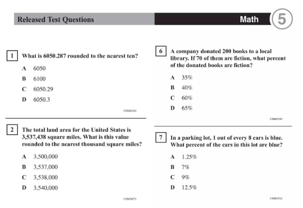 Understanding the Format of Math Tests for 5th Graders